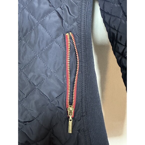 British Khaki Womens Navy Blue Barn Quilted Jacket Sz Medium - Picture 4 of 8